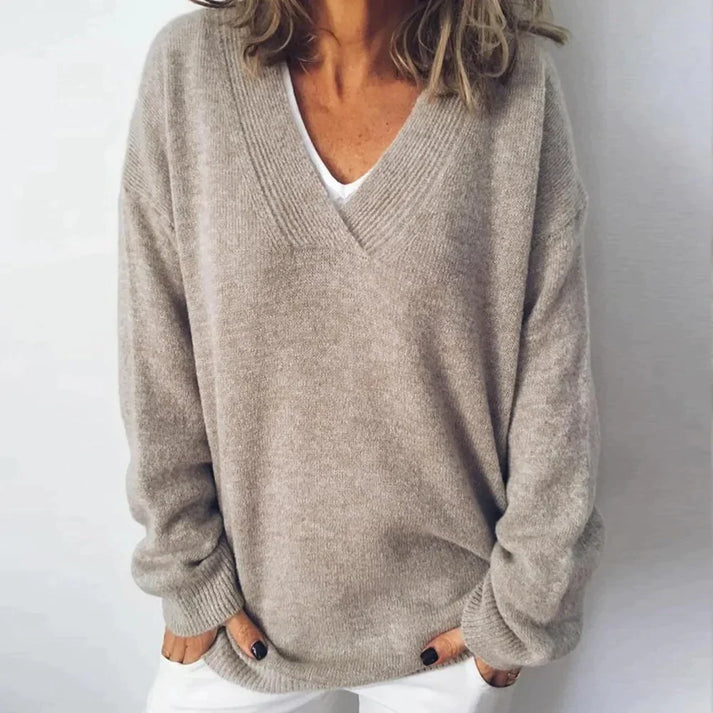 Y's V NECK OVER SIZED PULLOVER KNIT ニット Women's Oversized V-Neck Sweater with Drop Shoulder – millra.com