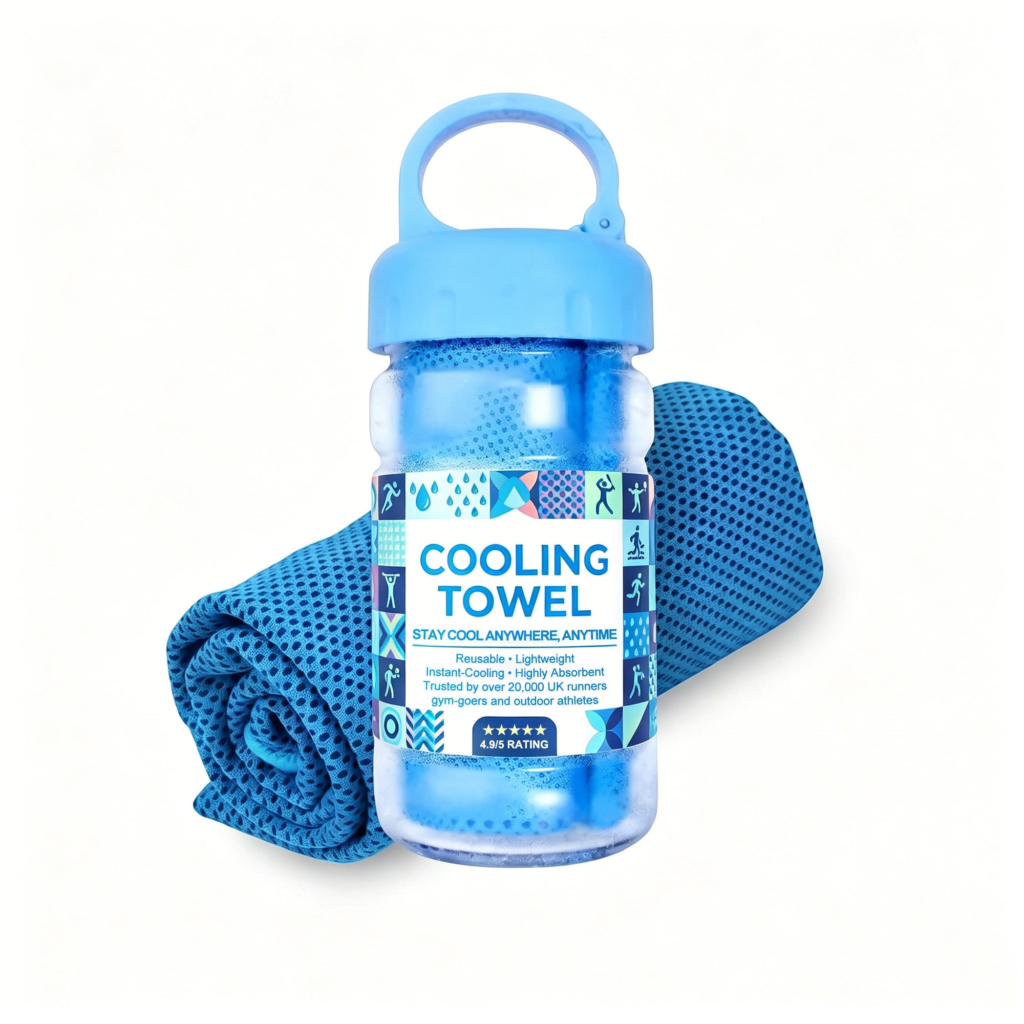 Cold Sweat Towel for Summer Heat with Travel Bottle