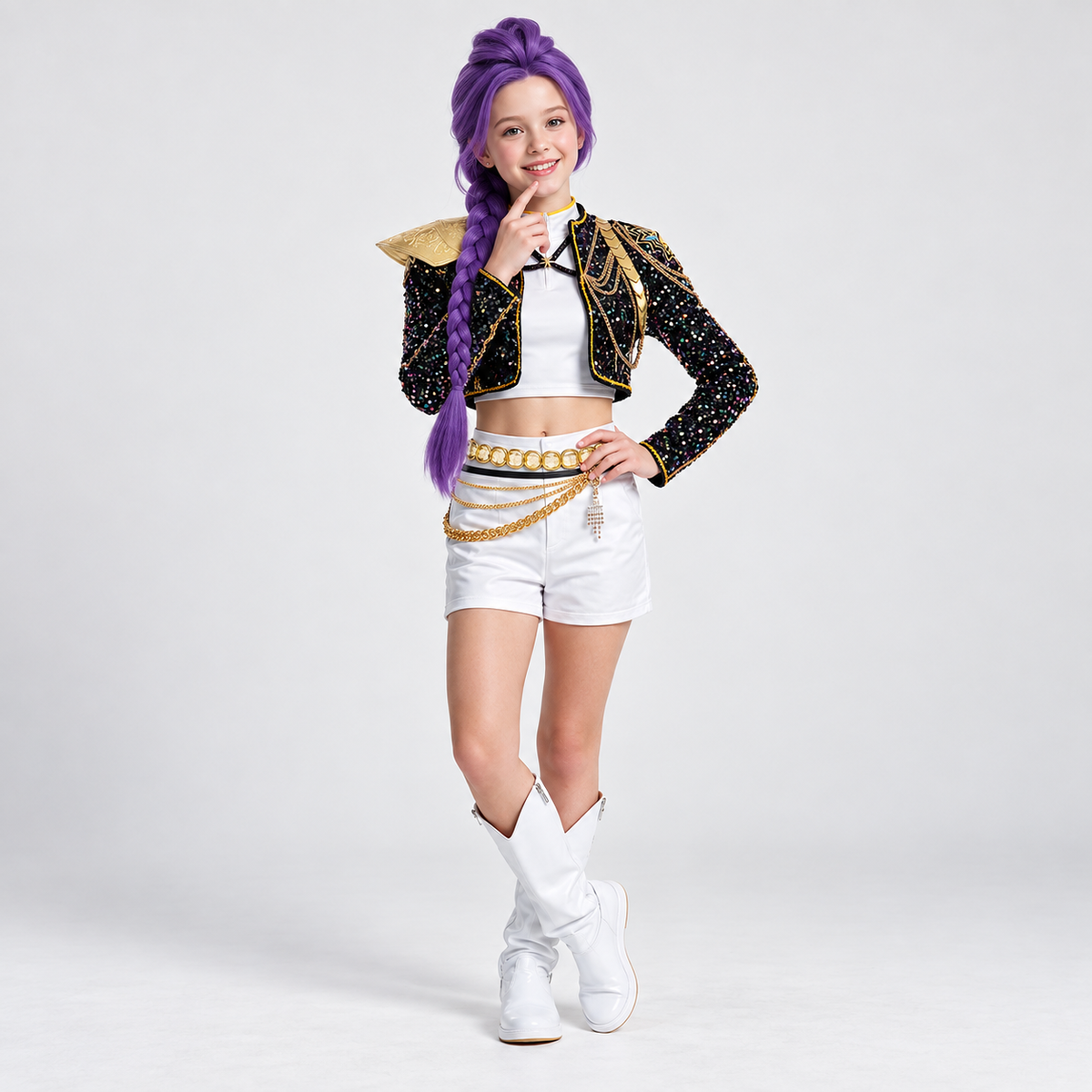 Women's Glitter Costume Black and Gold Sequin Outfit