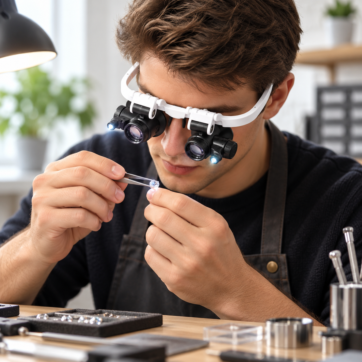 LED Magnifying Glasses 8x 15x 23x Head Magnifier for Crafts