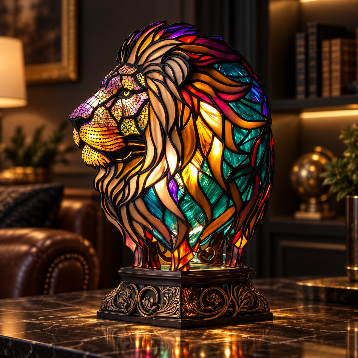 Glass Art Animal Table Lamp Decorative Accent Light