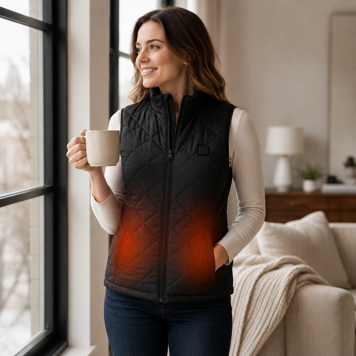 Women's Heated Gilet 9 Heating Zones Rechargeable Bodywarmer