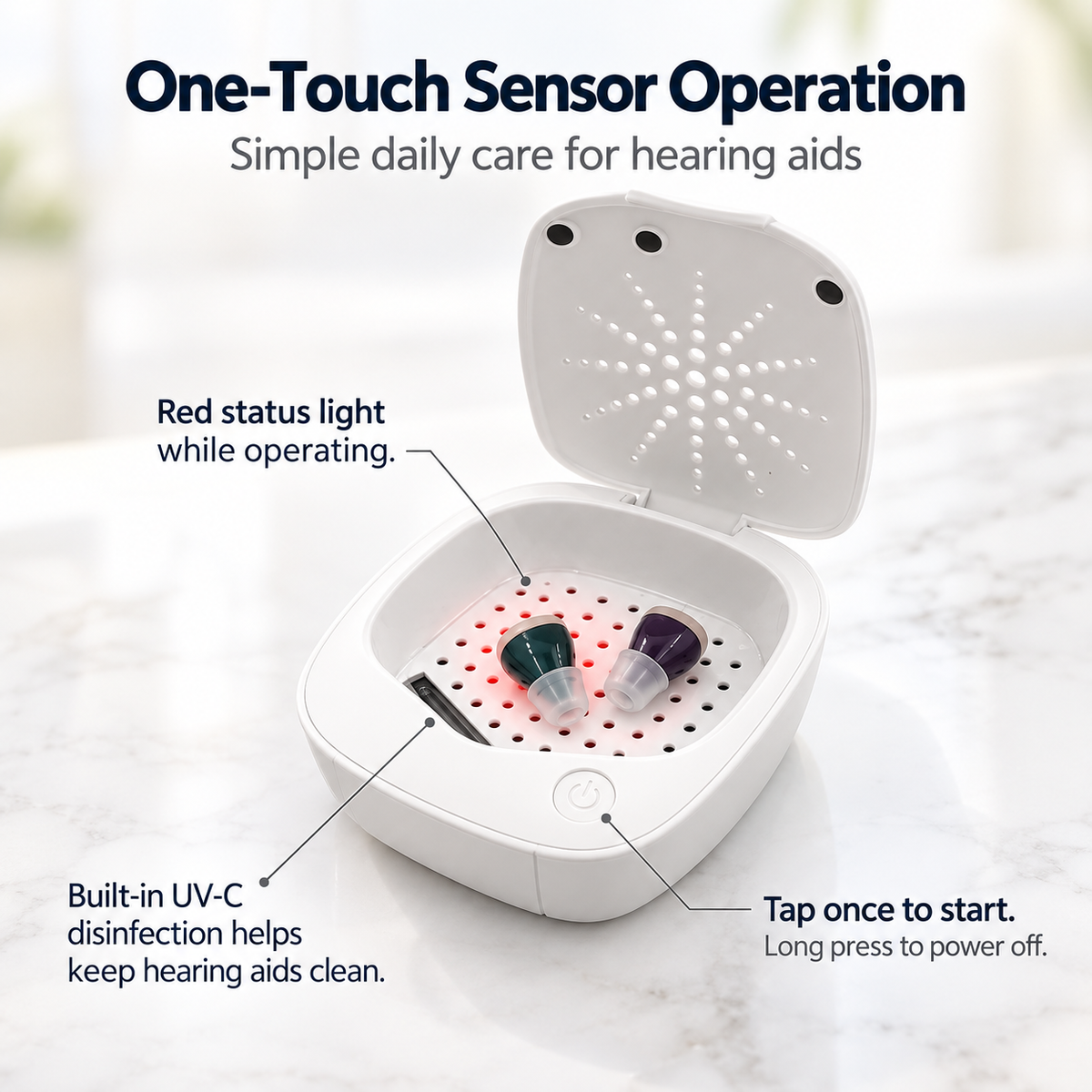 Hearing Aid Drying Box USB Dehumidifier Cleaner Storage Case