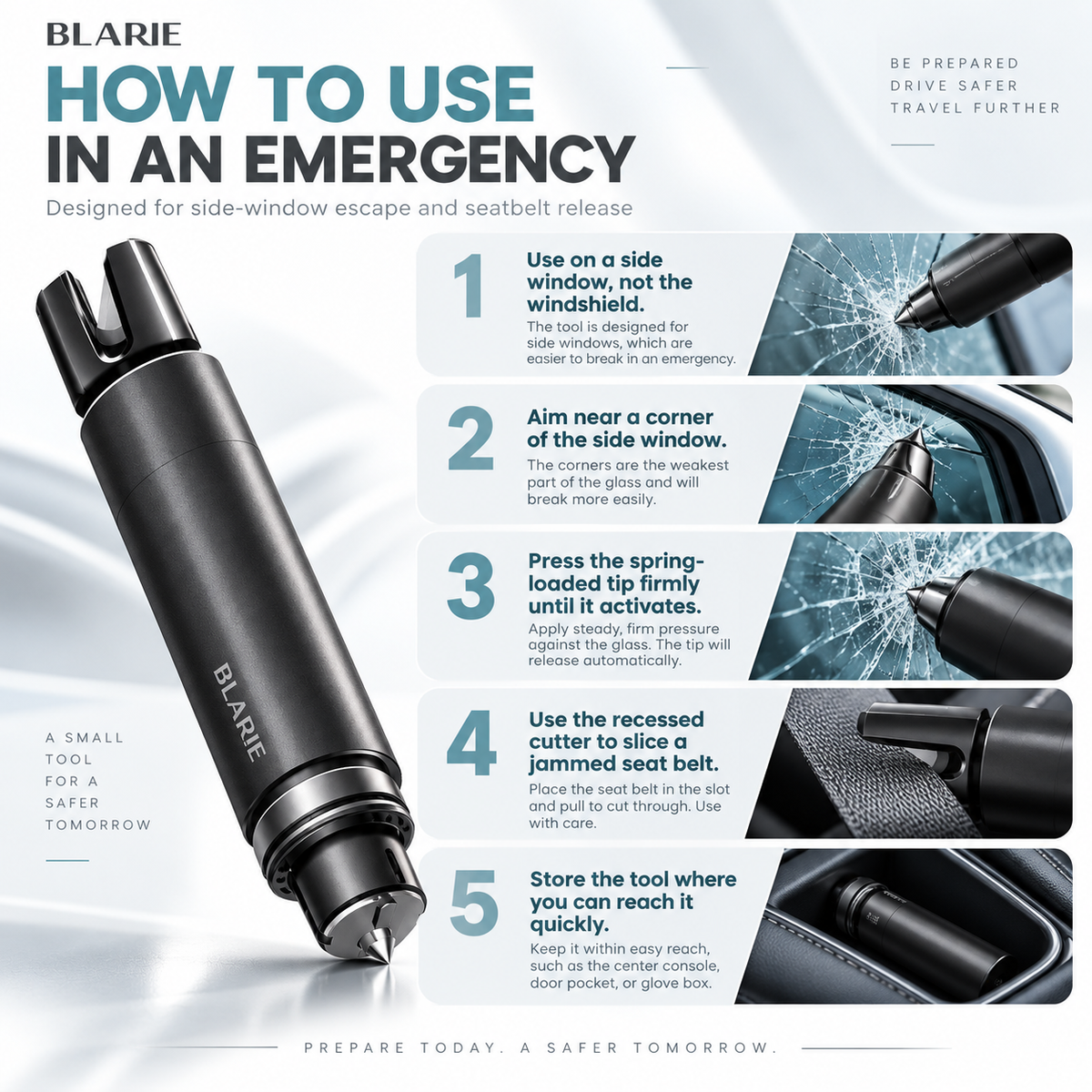 Car Safety Hammer Emergency Window Breaker Seatbelt Cutter Tool