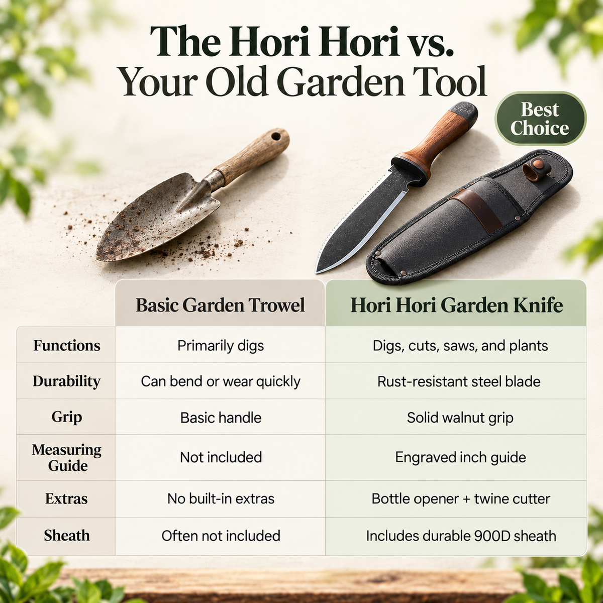 Hori Hori Garden Knife Multi-Purpose with Sheath