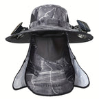 Outdoor Fishing Hat with Dual Solar Fans USB Rechargeable Sunshade