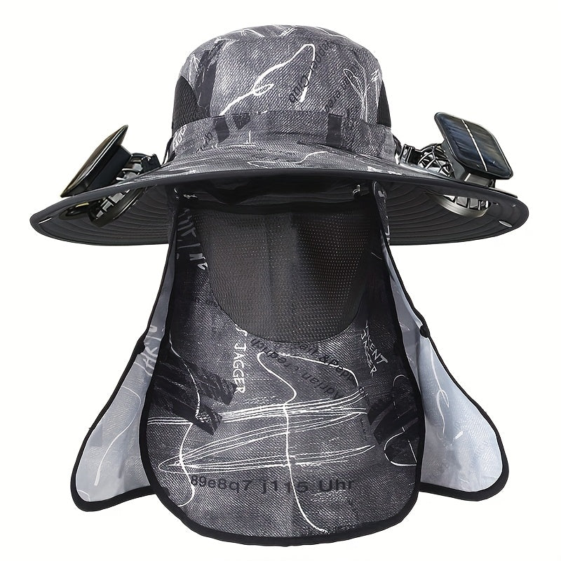 Outdoor Fishing Hat with Dual Solar Fans USB Rechargeable Sunshade