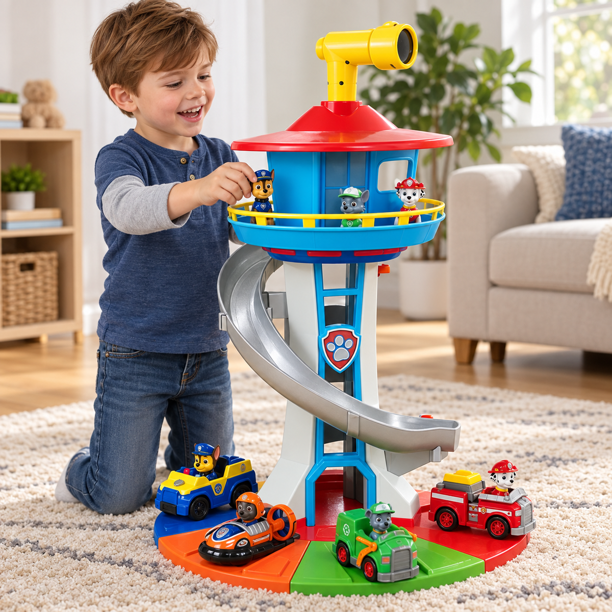 Toy Car Play Tower with Slide Kids Learning Playset