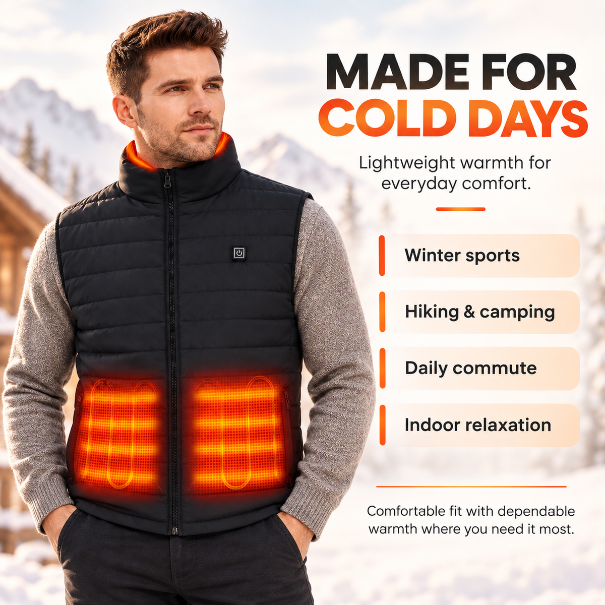 Heated Gilet Lightweight USB Rechargeable Body Warmer Vest