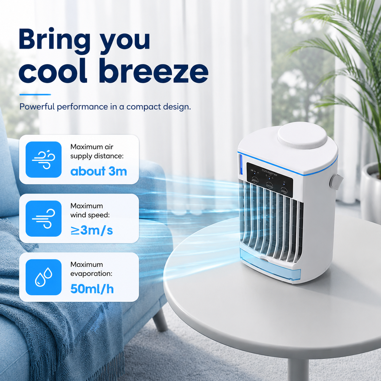 Mini Portable USB Evaporative Air Cooler Fan for Car Room