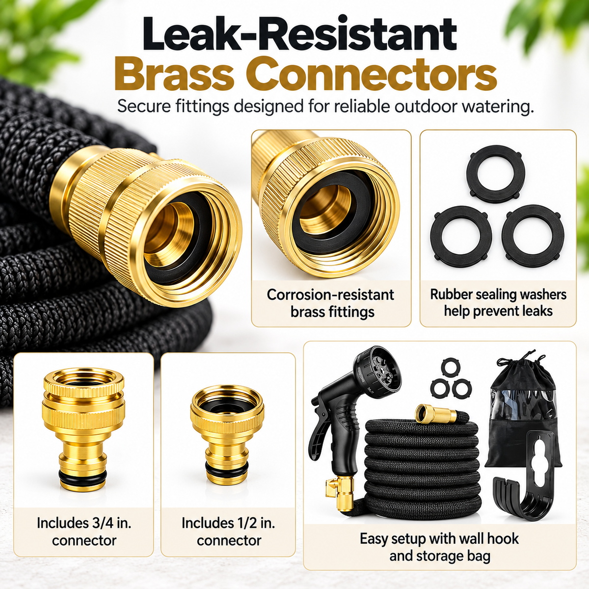 30m Expandable Garden Hose Anti-Kink Lightweight