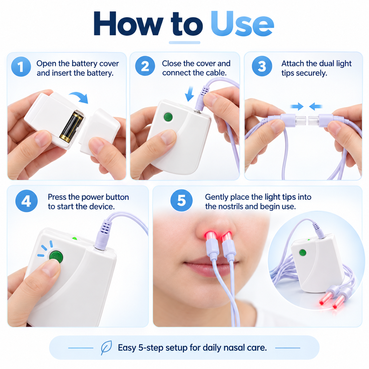 Infrared Rhinitis Relief Device Red Light Nasal Therapy at Home