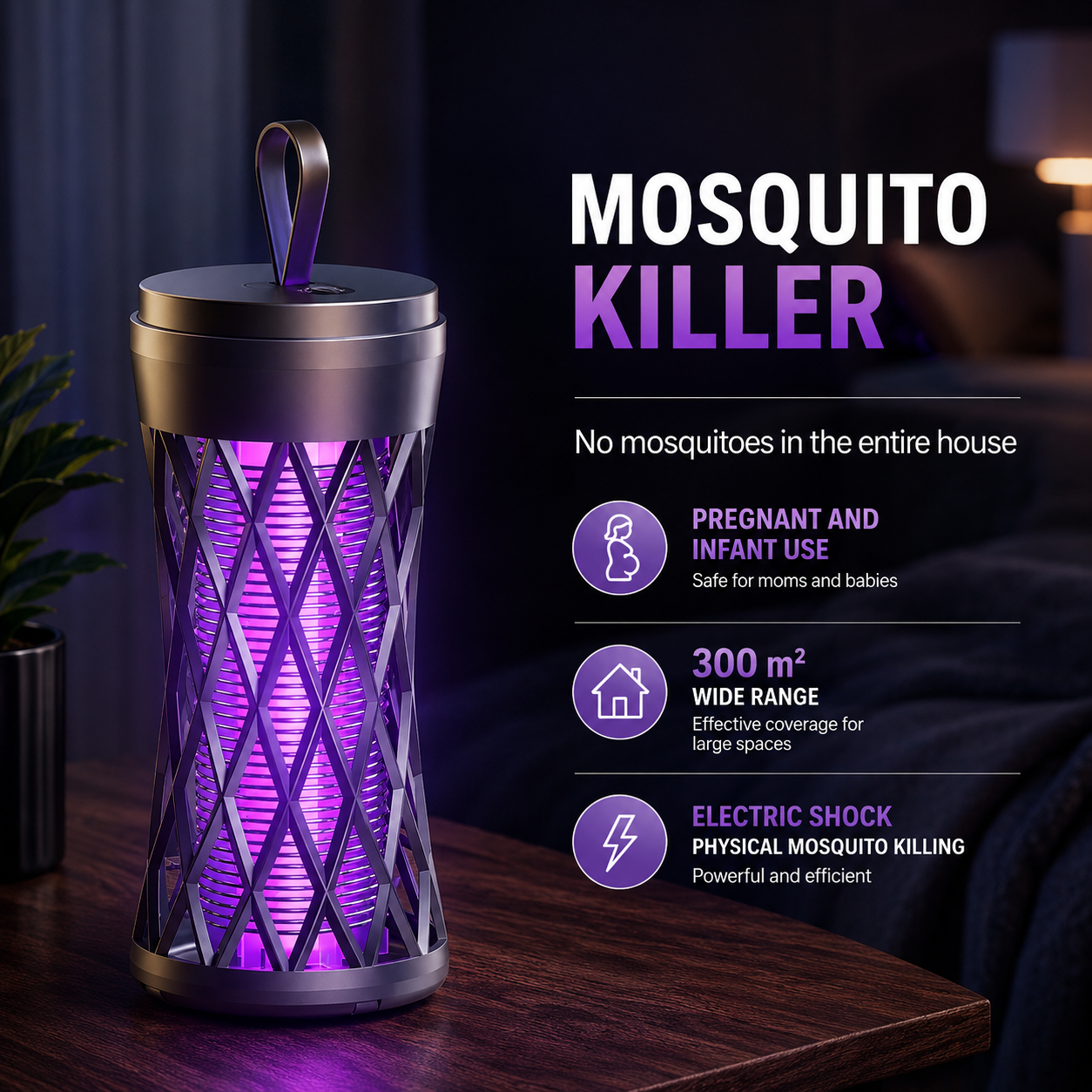 Electric Shock Mosquito Killer Lamp Outdoor Insect Zapper Light