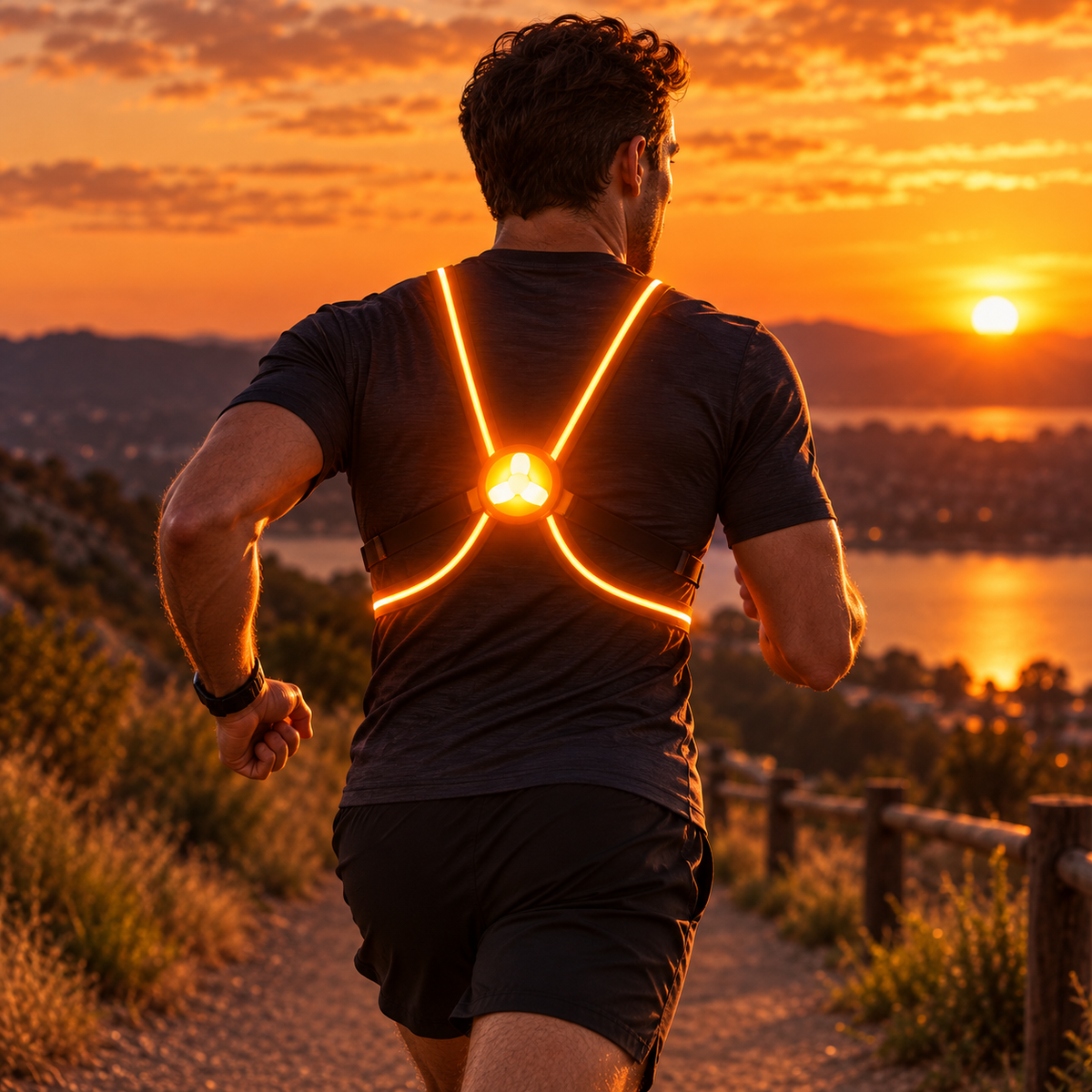 LED Running Vest Flashing High Visibility Reflective