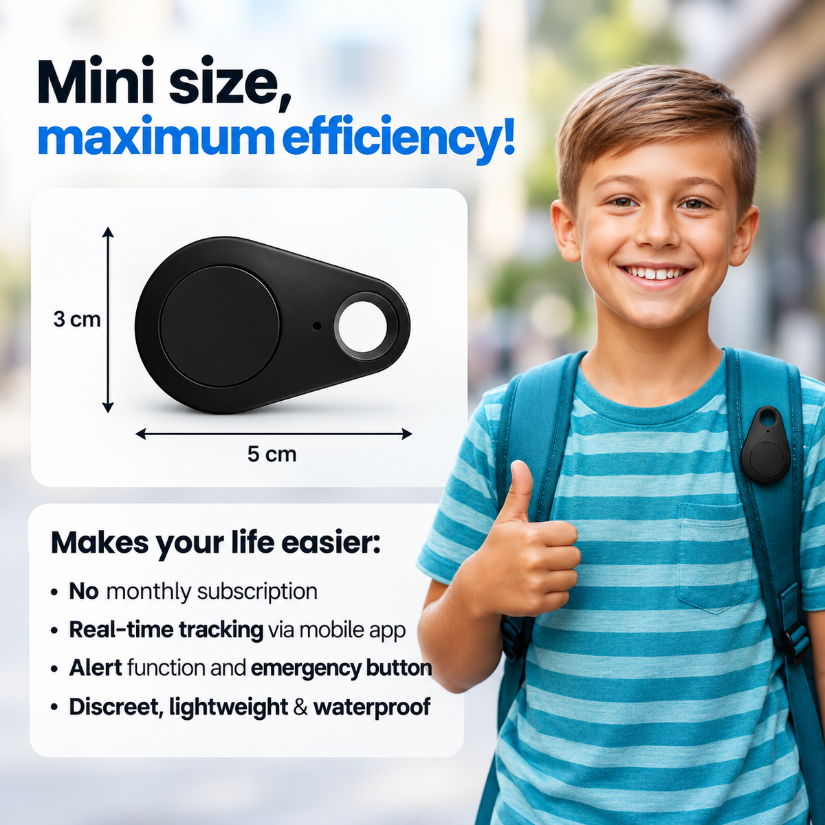 Child GPS Tracker Waterproof Real Time Location SOS