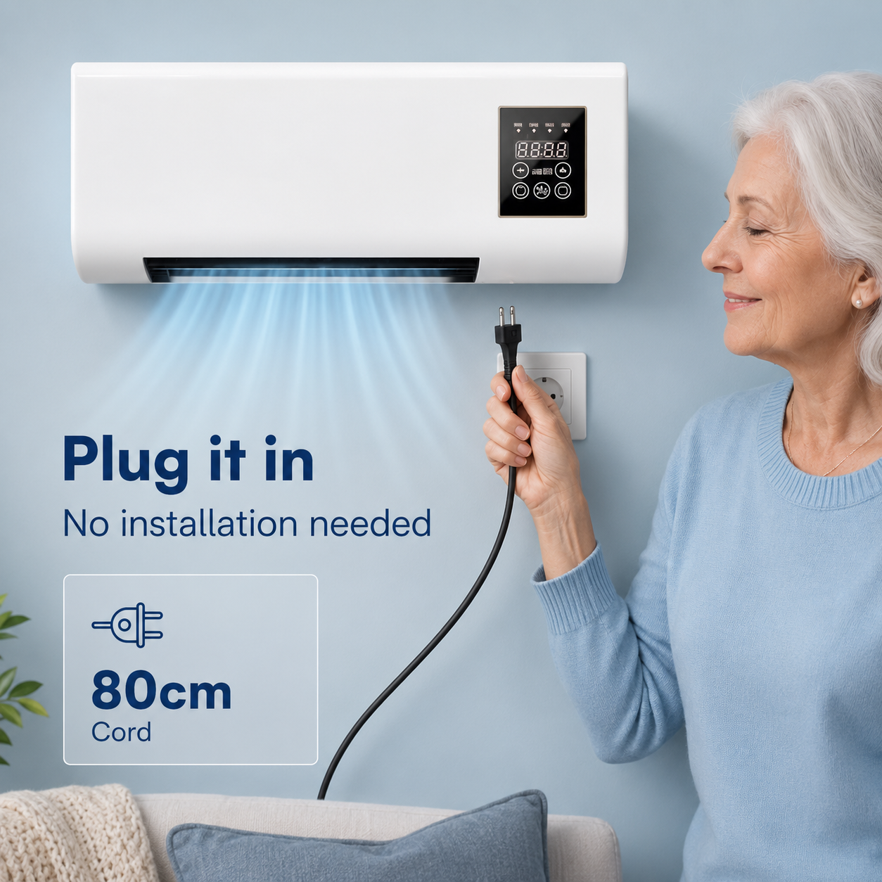 Portable Wall Mounted Air Conditioner with Remote Control Cooling Fans