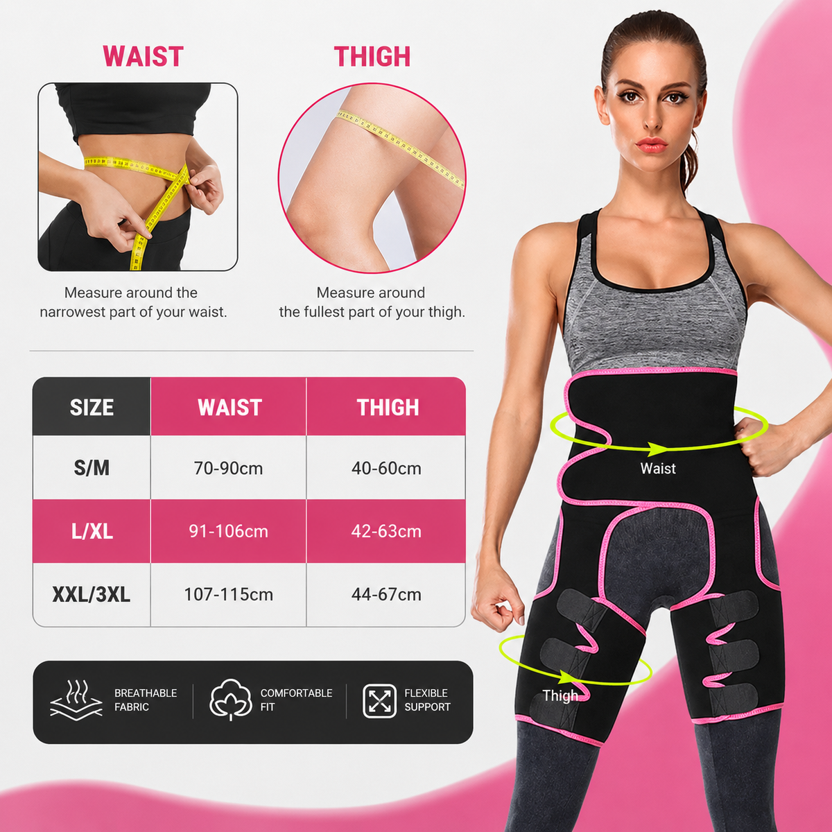 Hip & Thigh Support Wrap – Adjustable Compression Trainer Belt