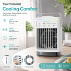 Portable Mini Air Conditioner Fan 4-in-1 USB Air Cooler Humidifier Timer