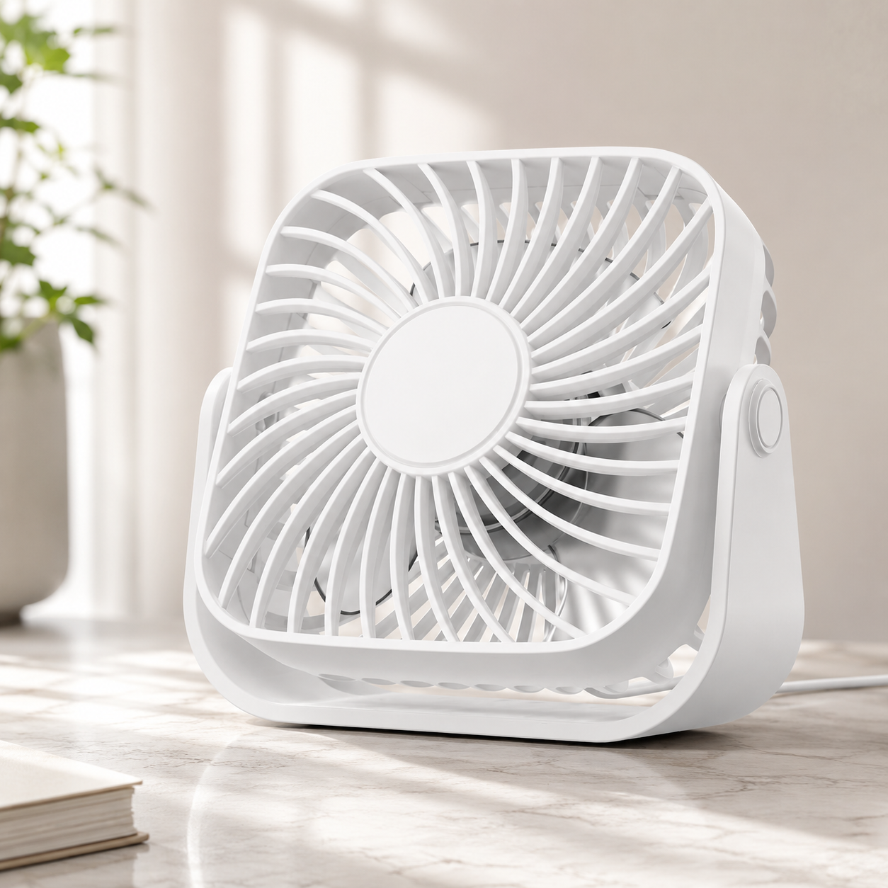 USB Mini Portable Desk Fan 4 Inch 3 Speed Quiet 360 Adjustable