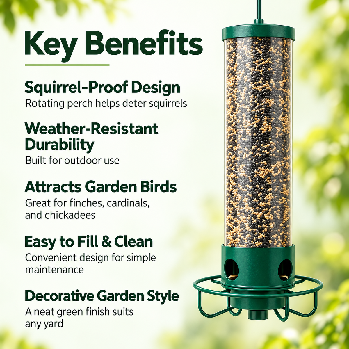 Squirrel Proof Bird Feeder Heavy Duty Metal for Garden Birds