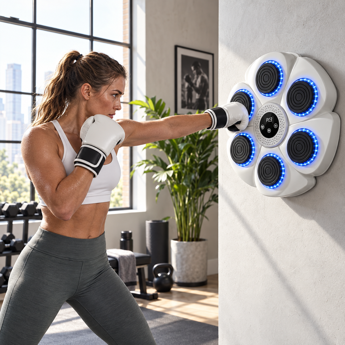 Music Boxing Machine Smart Punching Pad with Targets and Bluetooth