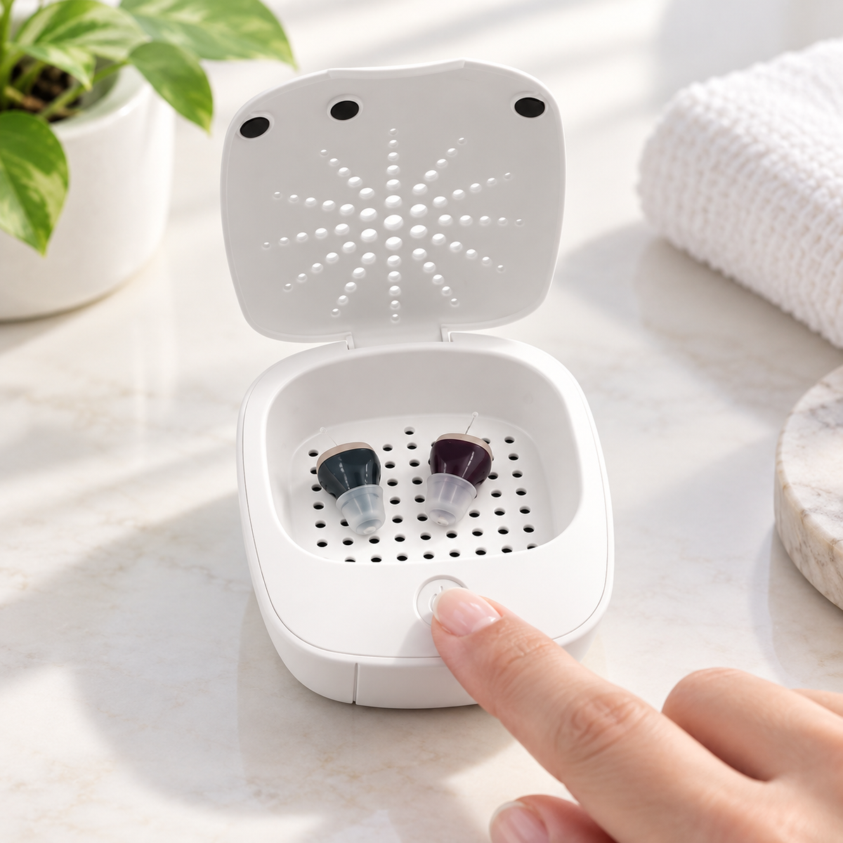 Hearing Aid Drying Box USB Dehumidifier Cleaner Storage Case