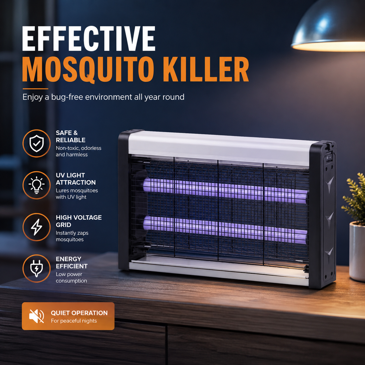 UV Electric Mosquito Killer Lamp Indoor Bug Zapper Fly Trap