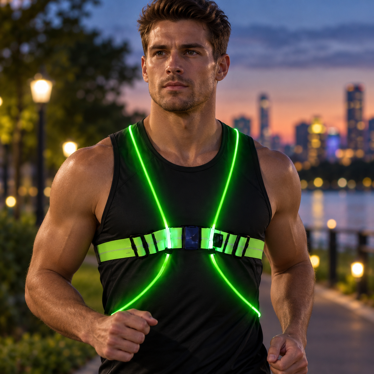 LED Running Vest Flashing High Visibility Reflective