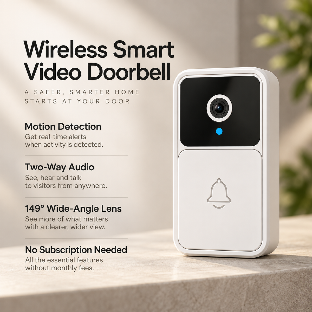Smart Video Doorbell Camera HD WiFi Two Way Audio Motion Alert