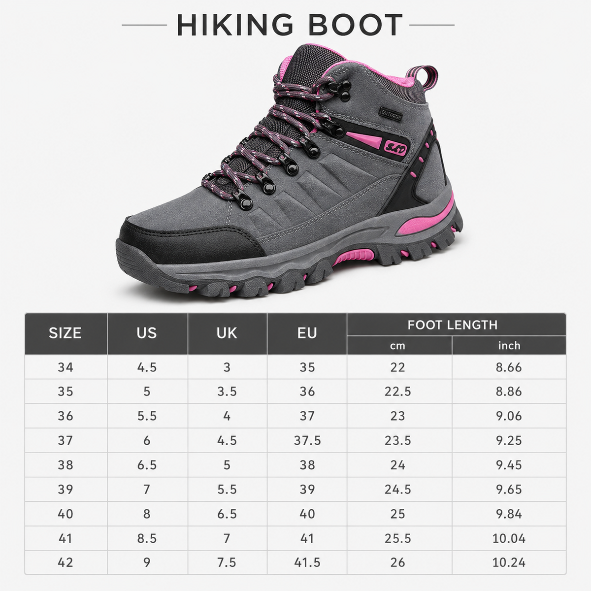 Women's Wide Fit Winter Hiking Boots with Arch Support