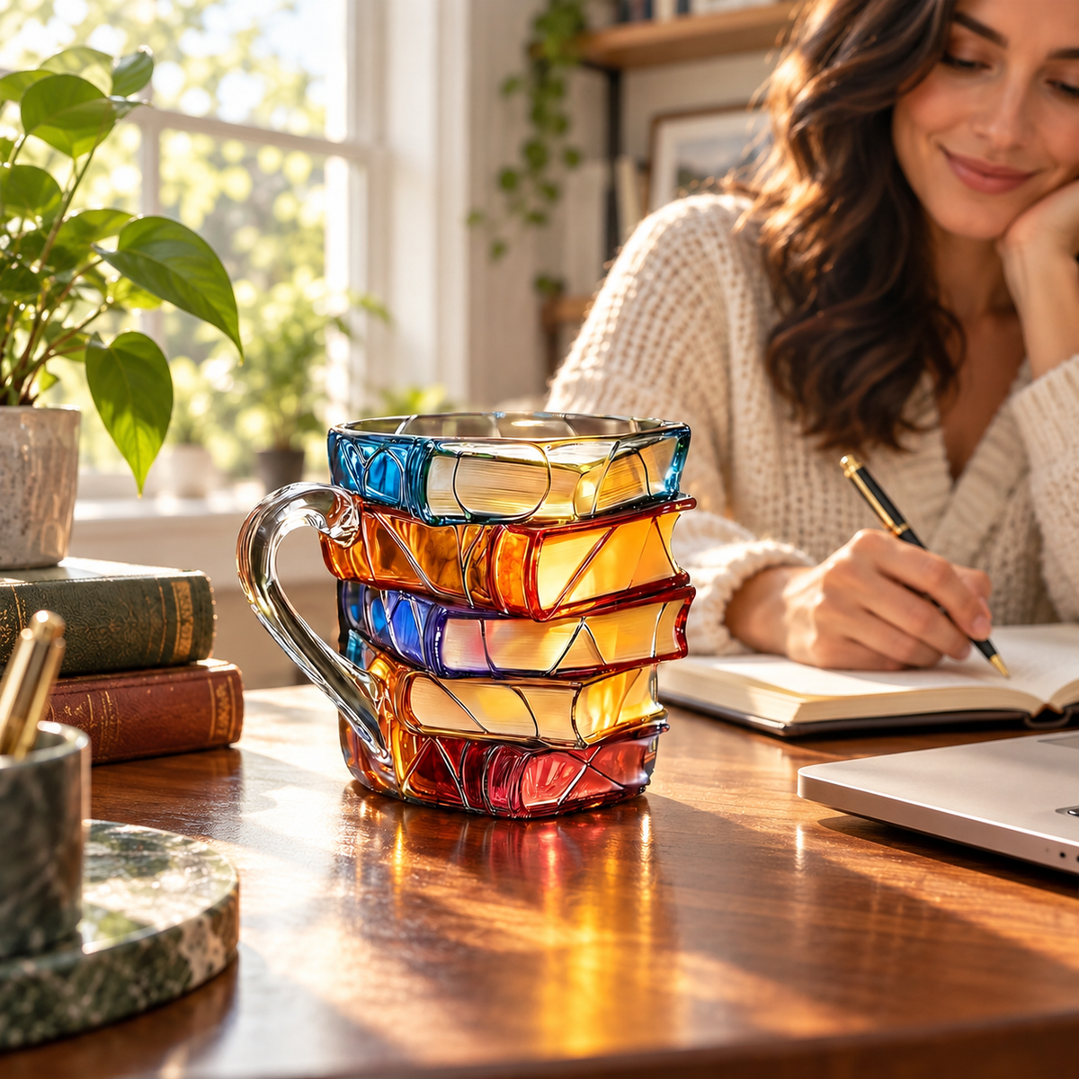 Resin Book Cup Colourful 3D Design Novelty Tumbler