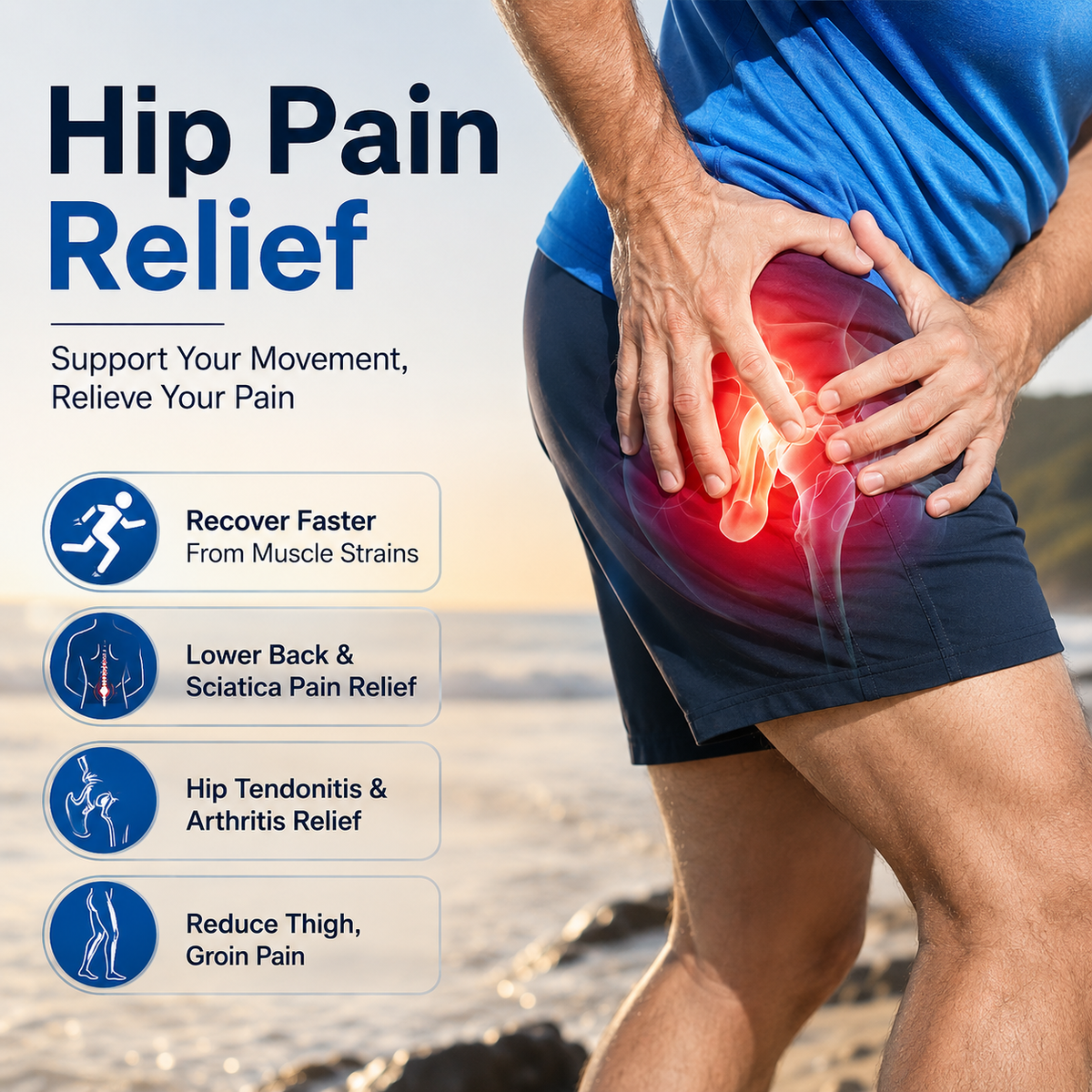 Adjustable Hip & Thigh Support Brace – Compression Wrap