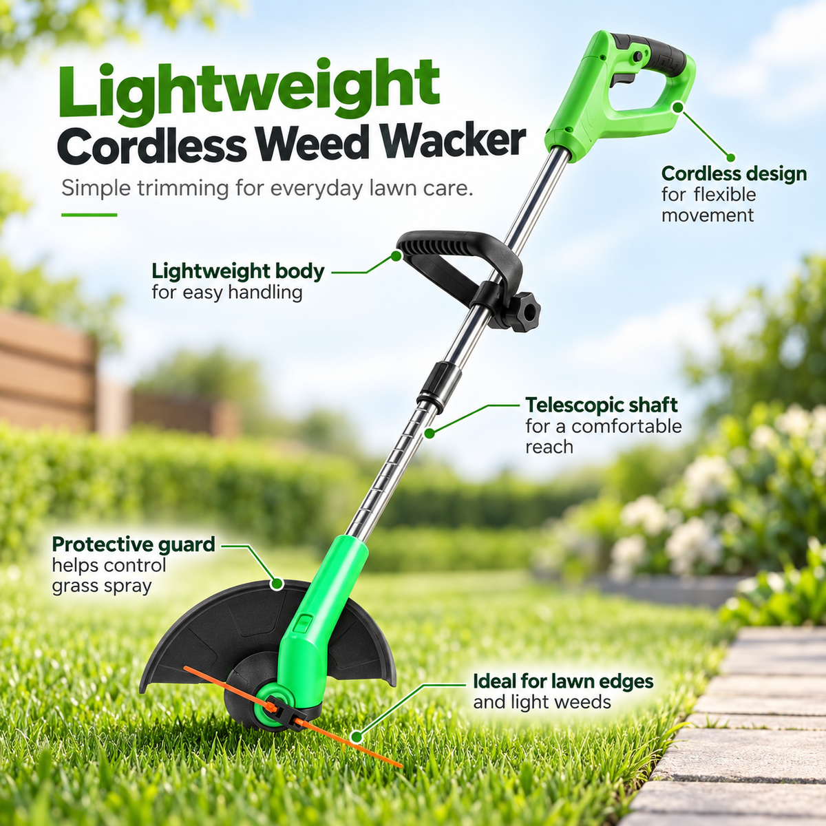 Cordless Electric Grass Trimmer 24V Weed Eater Strimmer