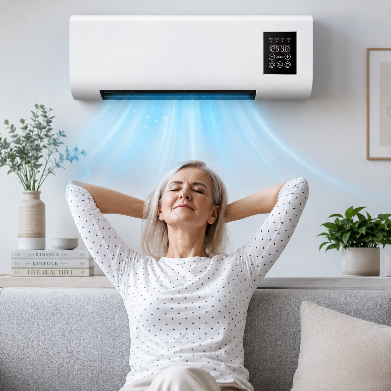Portable Wall Mounted Air Conditioner with Remote Control Cooling Fans