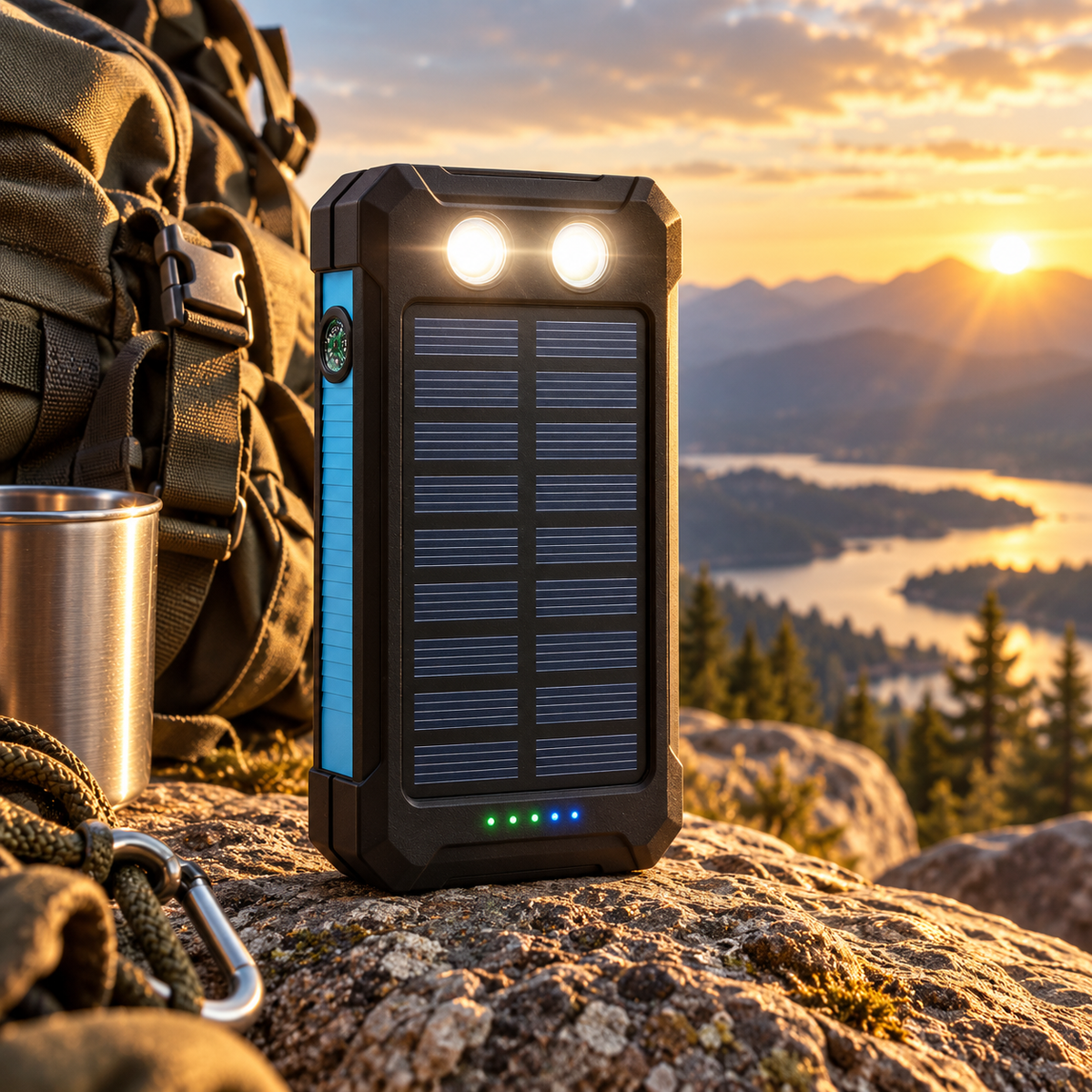 Solar Power Bank Waterproof High Capacity Portable Charger