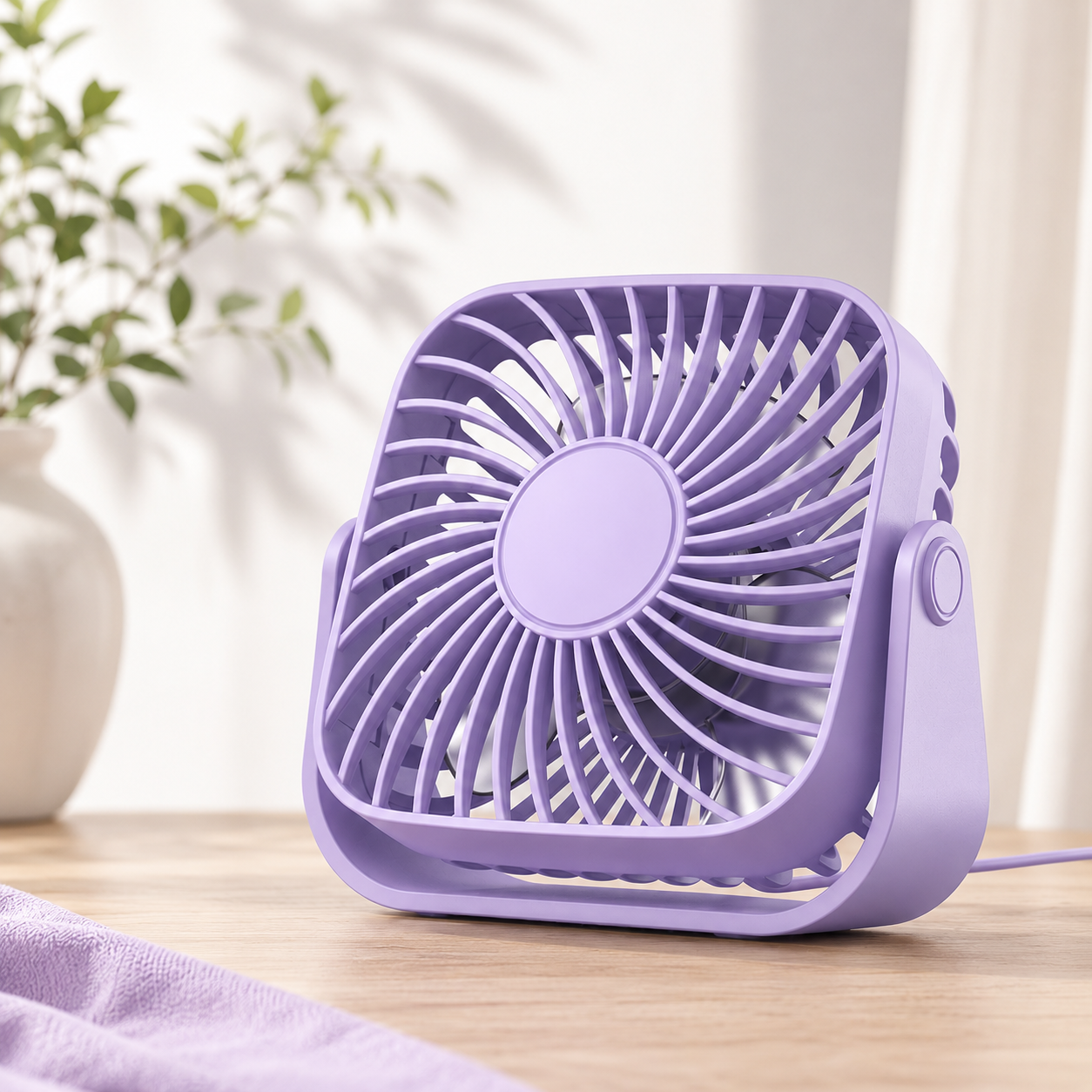 USB Mini Portable Desk Fan 4 Inch 3 Speed Quiet 360 Adjustable