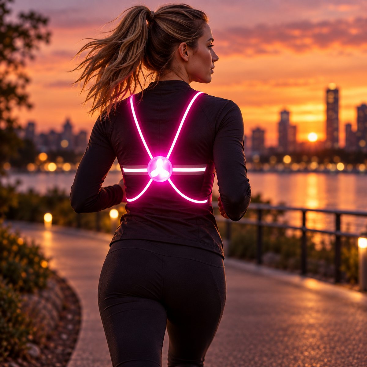 LED Running Vest Flashing High Visibility Reflective