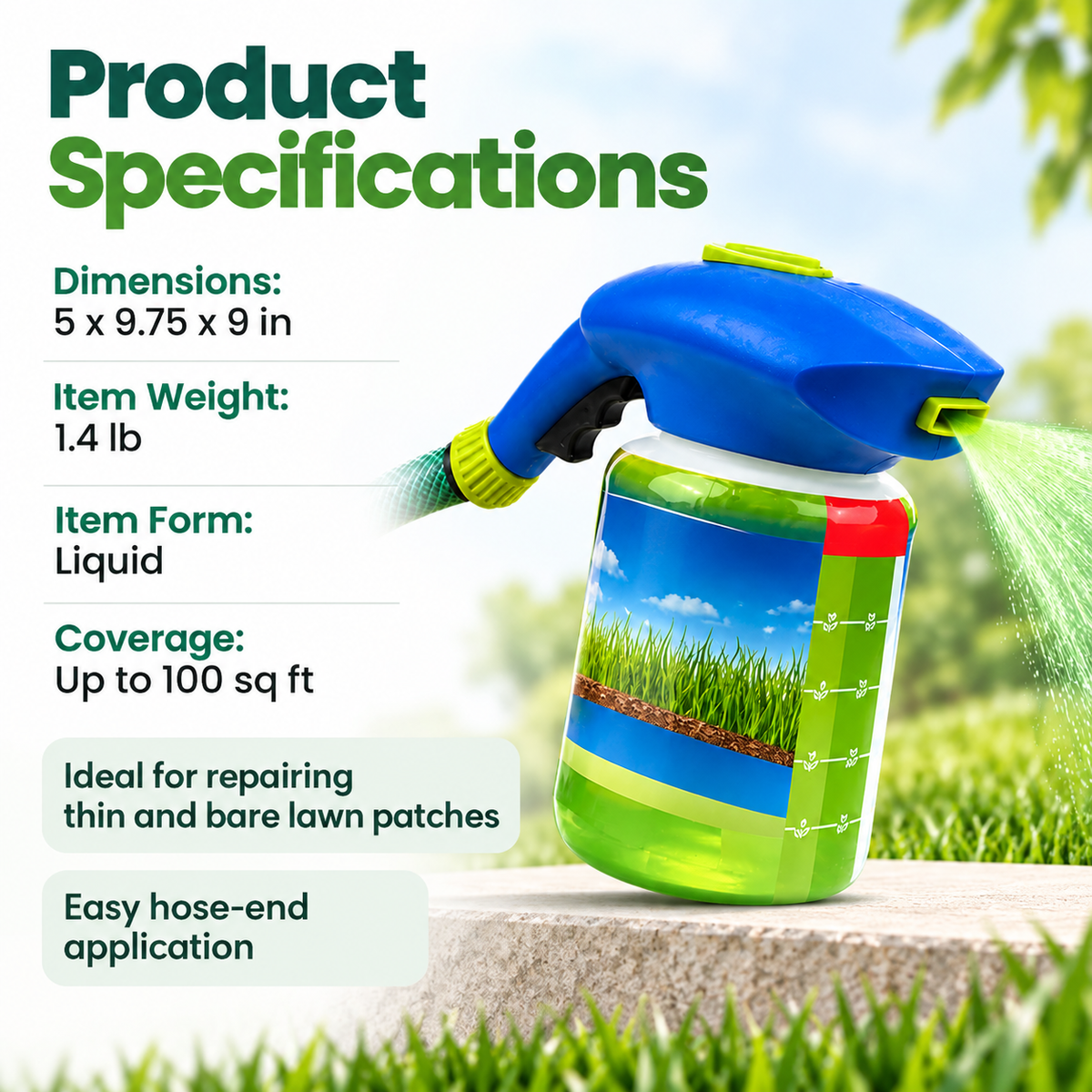 Liquid Lawn Spray On Grass Seed Hydro Mousse for Patchy Lawns