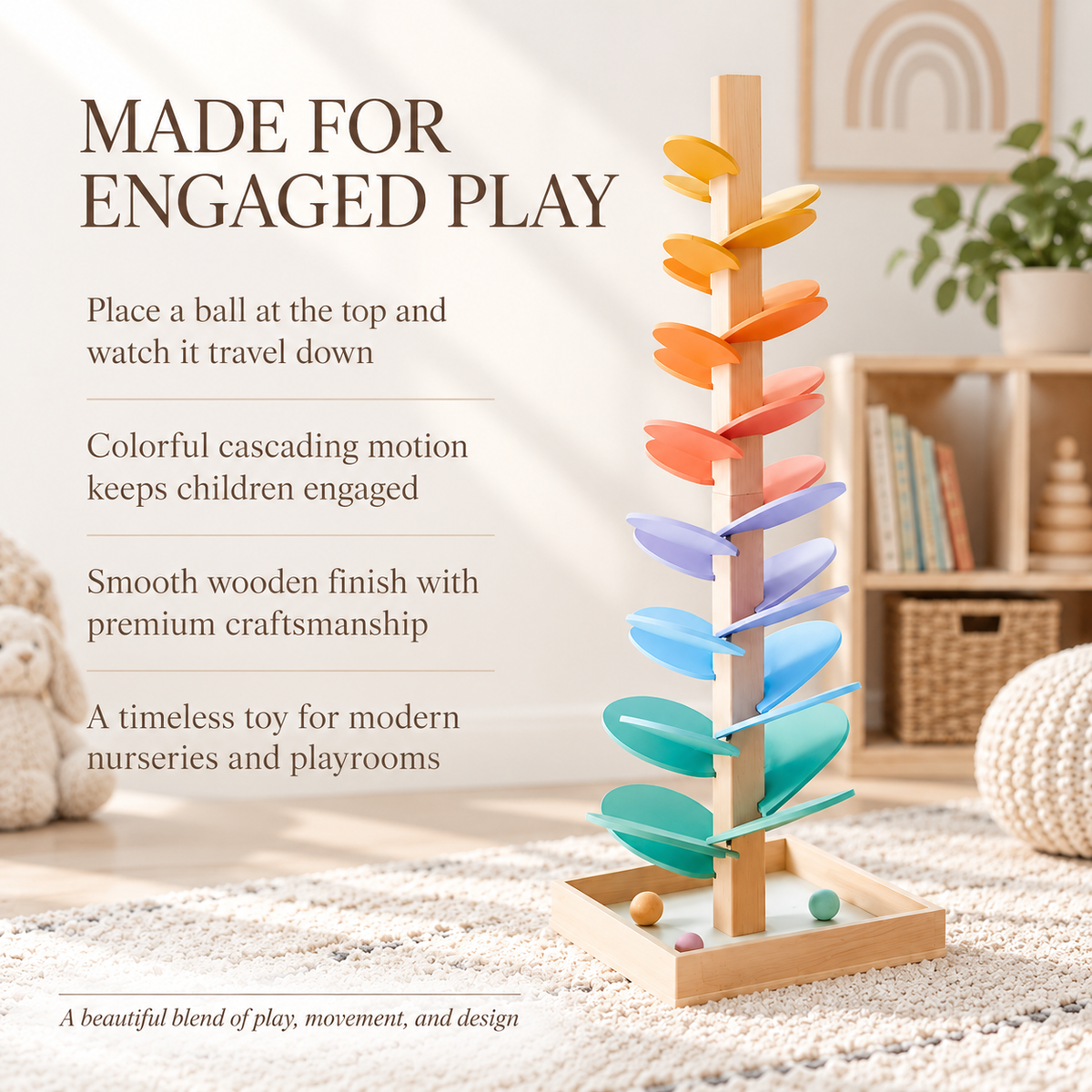 Wooden Marble Run Colourful Educational Toy for Kids