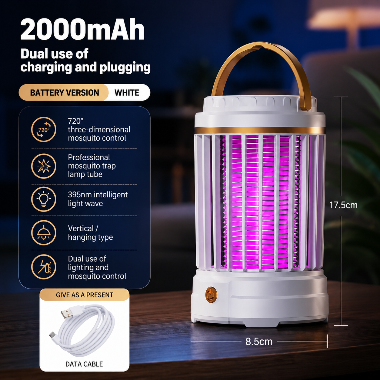 USB Rechargeable Electric Mosquito Killer Lamp Insect Catcher