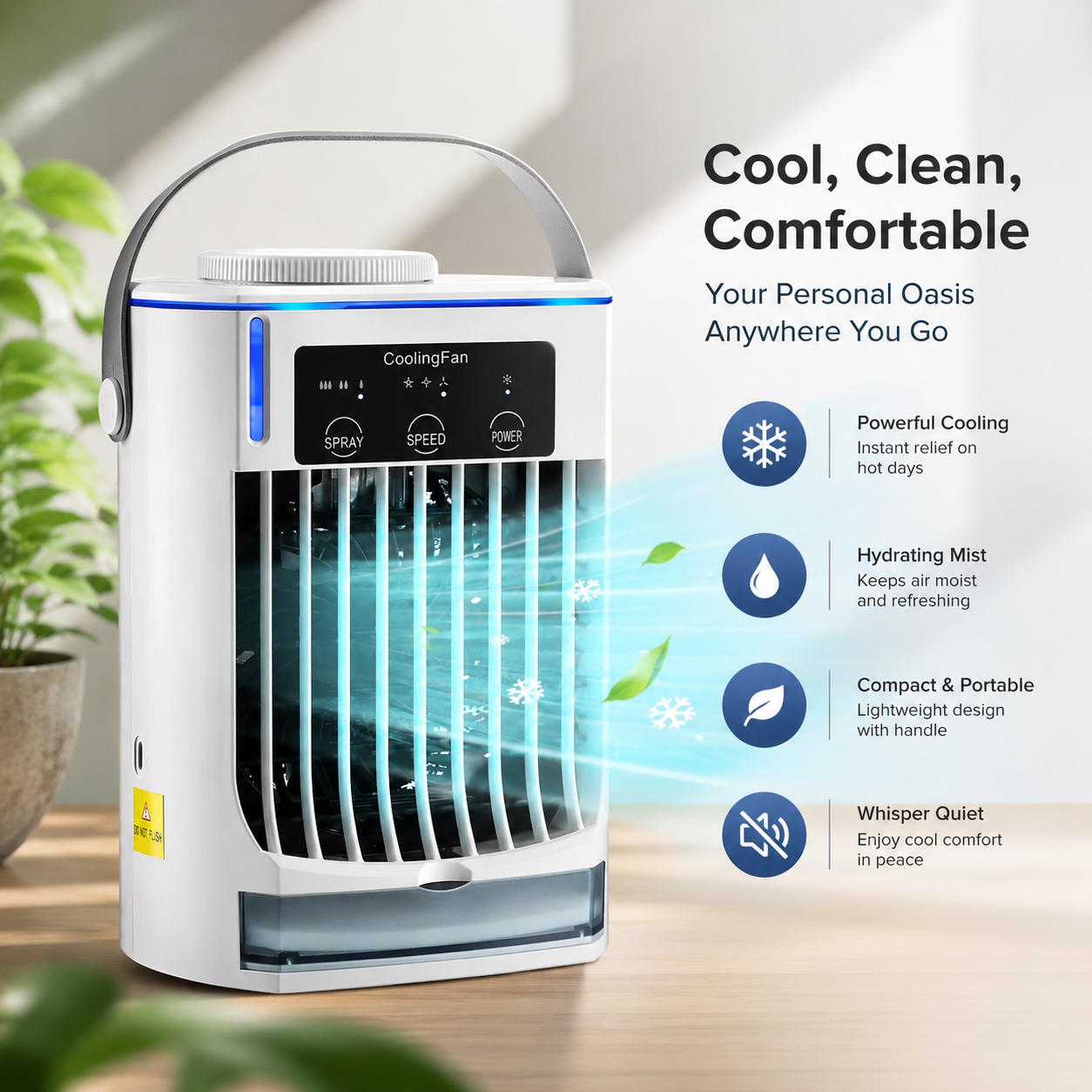 Mini Portable USB Evaporative Air Cooler Fan for Car Room