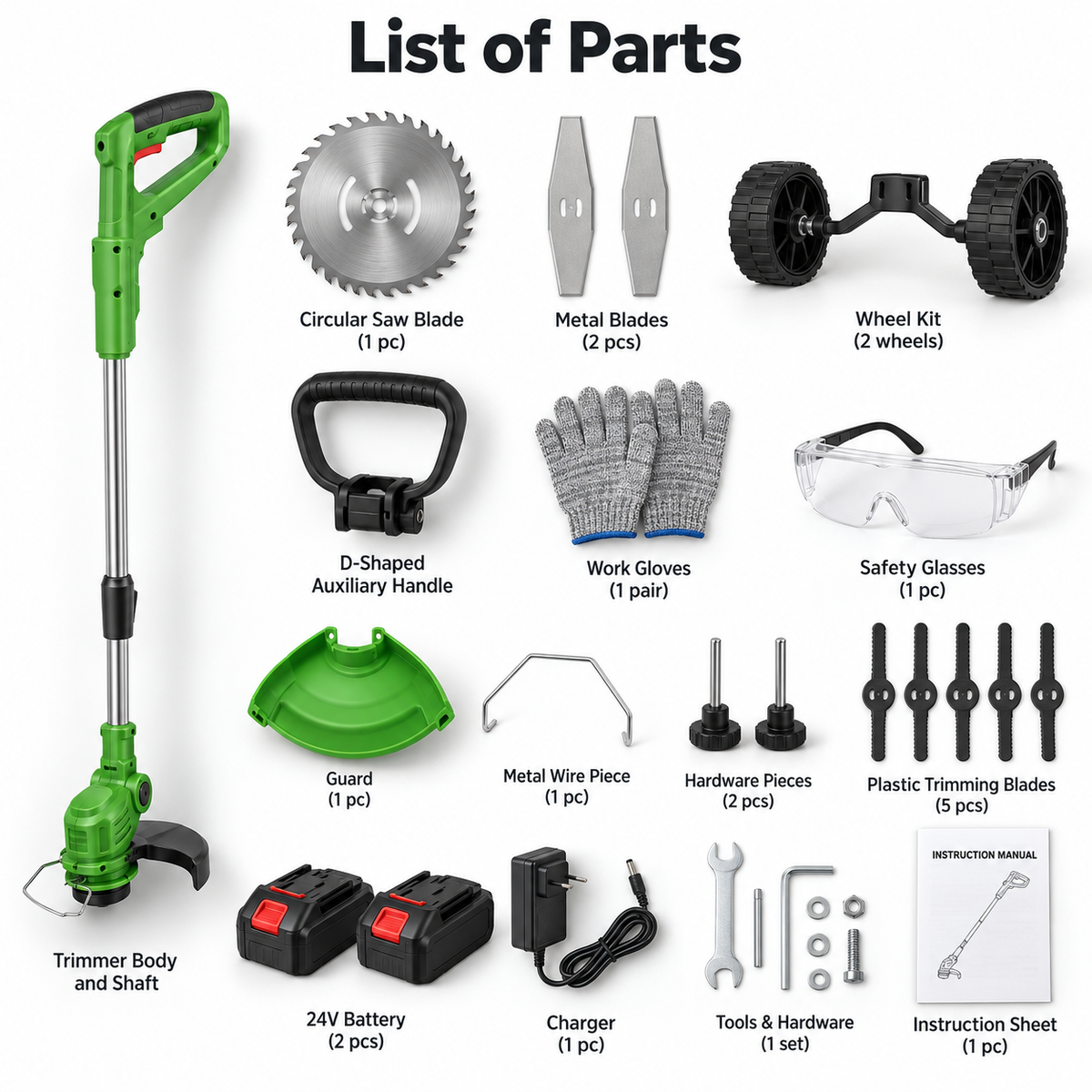24V Cordless Grass Trimmer 4 in 1 Battery Strimmer