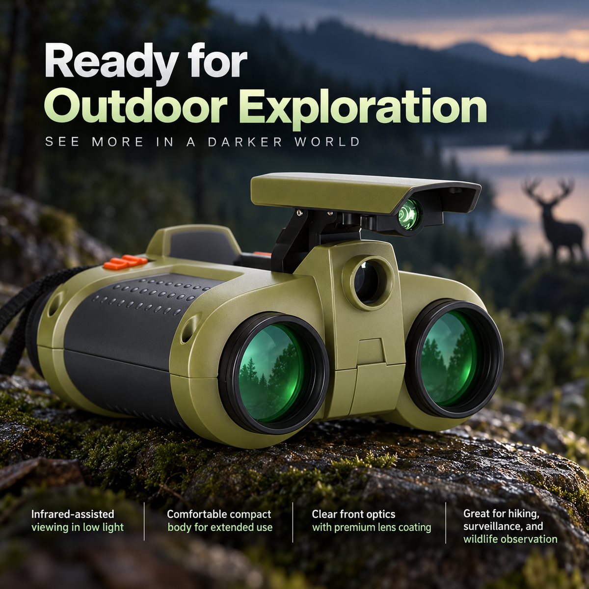 Kids Binoculars Night Vision Rugged Adventure Toy