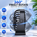USB Mini Portable Desk Fan 4 Inch 3 Speed Quiet 360 Adjustable