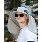 Wide Brim Bucket Hat with Neck Flap and Clip Buttons for Men and Women