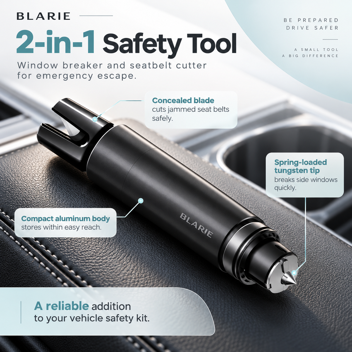 Car Safety Hammer Emergency Window Breaker Seatbelt Cutter Tool