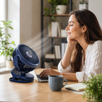 Rechargeable Clip-On Portable Desk Fan 4-Speed Quiet 10000mAh Battery