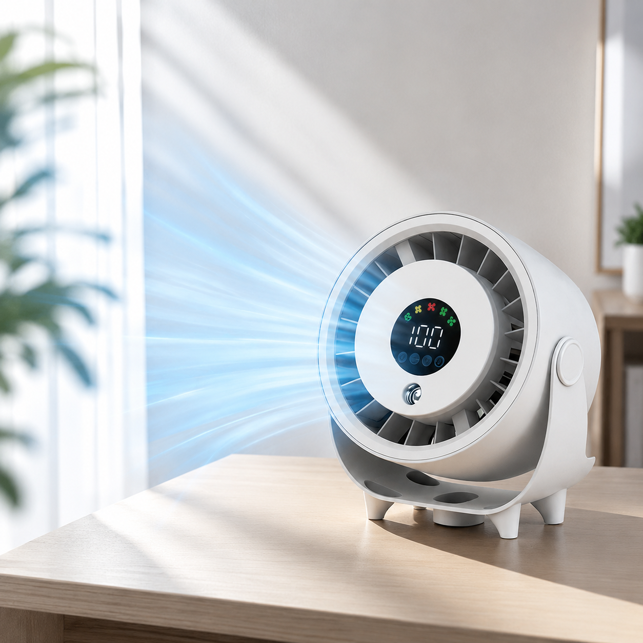 Portable Misting Fan Digital Display Quiet Cooling Humidifier Wall Mount