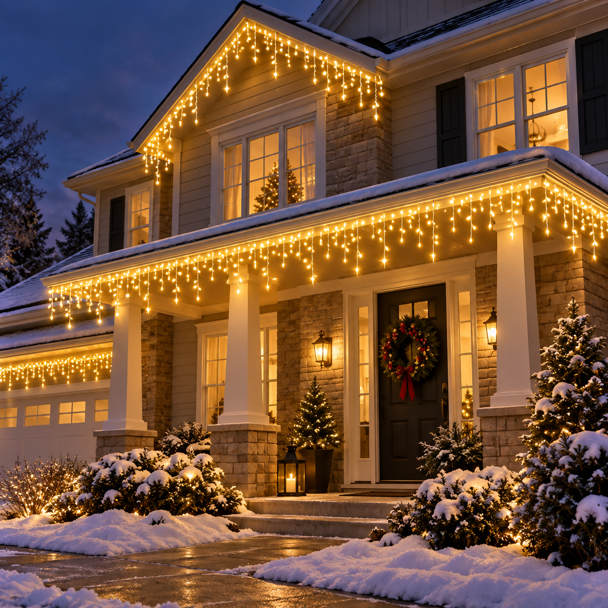 LED Curtain Lights Outdoor Warm White Waterproof