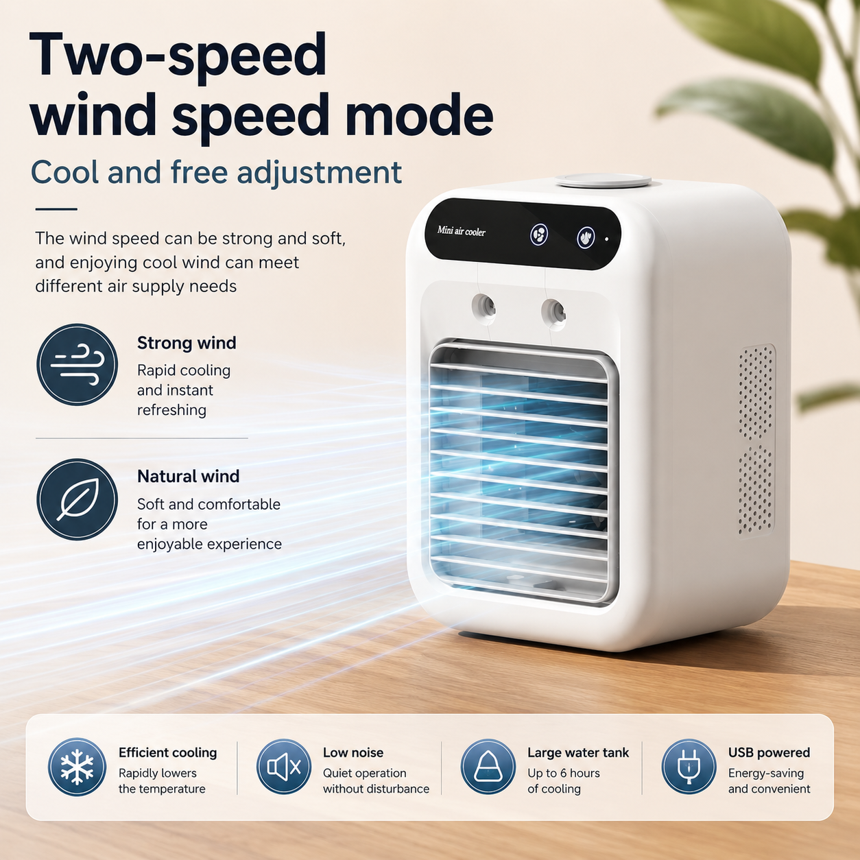 Mini USB Portable Air Conditioner Fan Humidifier Tabletop Cooler